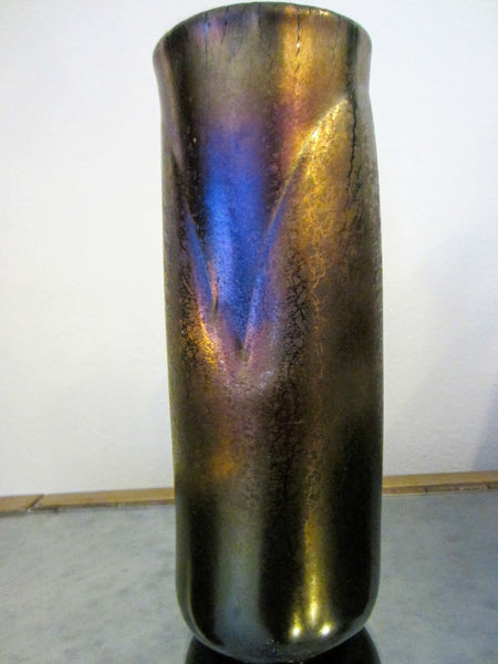 Steven Zachofsky Mid Century Iridescent Rainbow Glass Vase