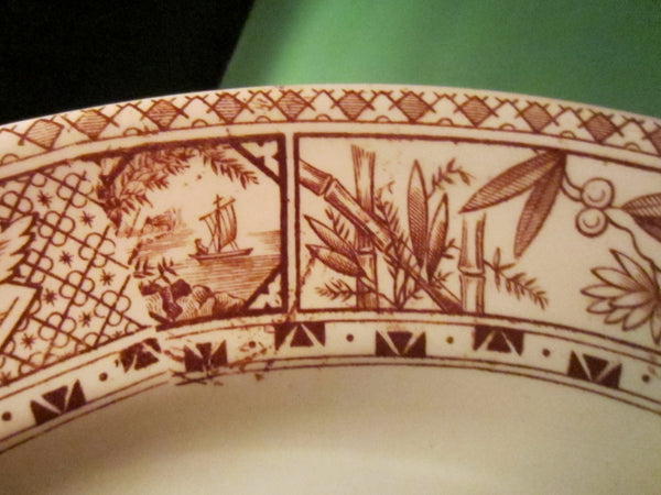 Victorian Stika T Hughes Burslem Transfer Pottery Staffordshire England Oval Platter - Designer Unique Finds 