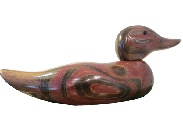 Duck Decoy Painted Glazed Signed By Artist Wood Sculpture - Designer Unique Finds 
 - 3