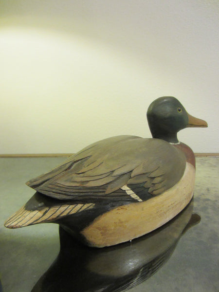 Duck Decoy Wood Carving Hand Painted Glass Eyes Artist Stamp - Designer Unique Finds 
 - 5