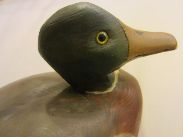 Duck Decoy Wood Carving Hand Painted Glass Eyes Artist Stamp - Designer Unique Finds 
 - 4