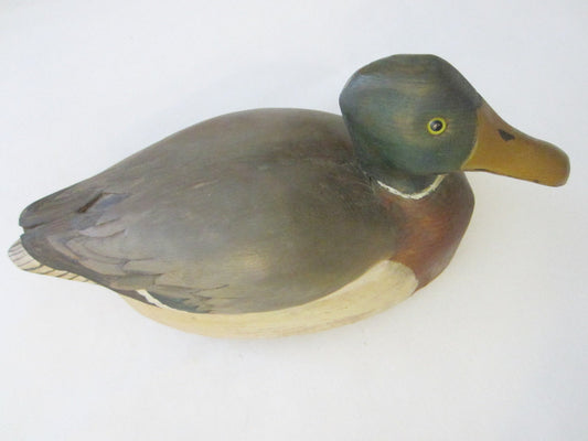 Duck Decoy Wood Carving Hand Painted Glass Eyes Artist Stamp - Designer Unique Finds 
 - 3