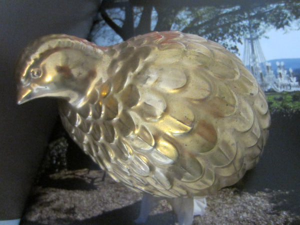 Japan Kutani Golden Quails Porcelain Hand Decorated Birds In Pair - Designer Unique Finds 