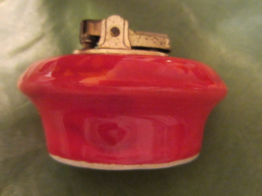 Ceramic Red Table Lighter Marked USA - Designer Unique Finds 
 - 1