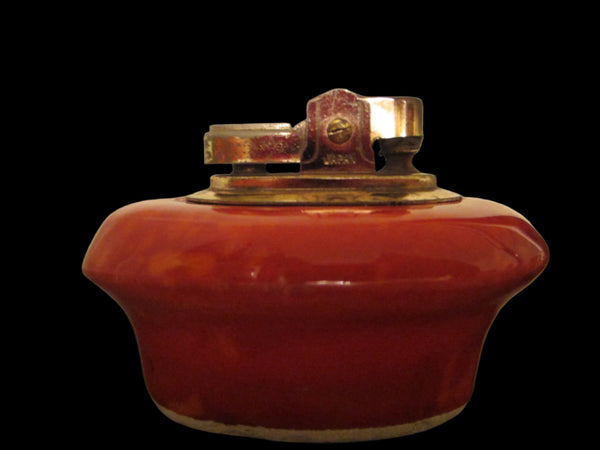 Ceramic Red Table Lighter Marked USA - Designer Unique Finds 
 - 3