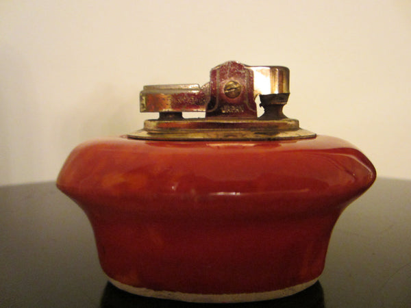 Ceramic Red Table Lighter Marked USA - Designer Unique Finds 
 - 3