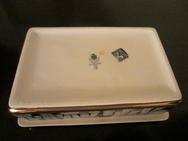 Andre Szasz Hollohaza Hungary Graphic Signed Porcelain Box - Designer Unique Finds 