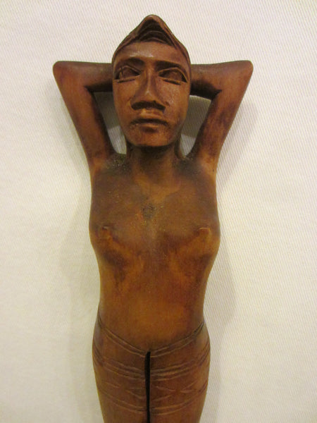 Folk Art Tribal Figure Wood Carving Nutcracker Flex Leg - Designer Unique Finds 