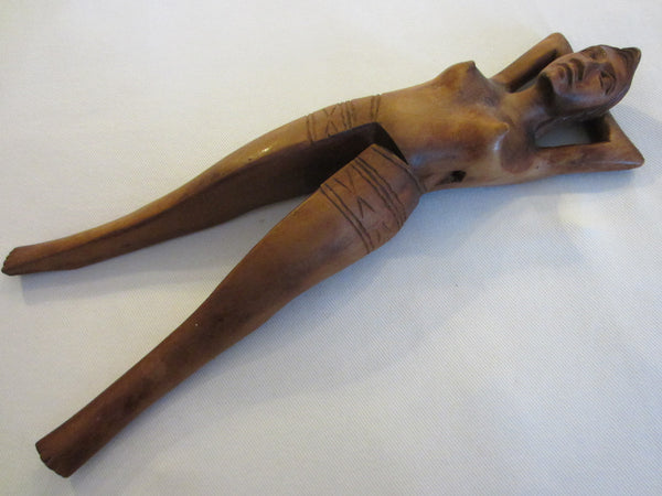 Folk Art Tribal Figure Wood Carving Nutcracker Flex Leg - Designer Unique Finds 