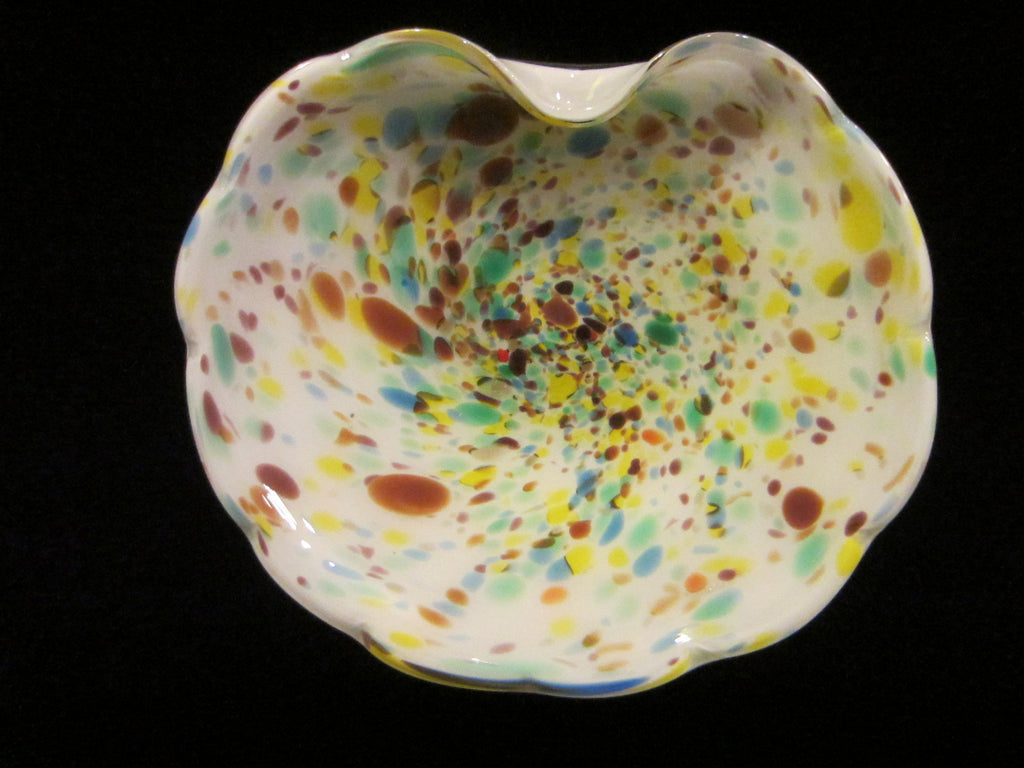 Murano Clam Shell Marbleized White Blown Glass Bowl - Designer Unique Finds 