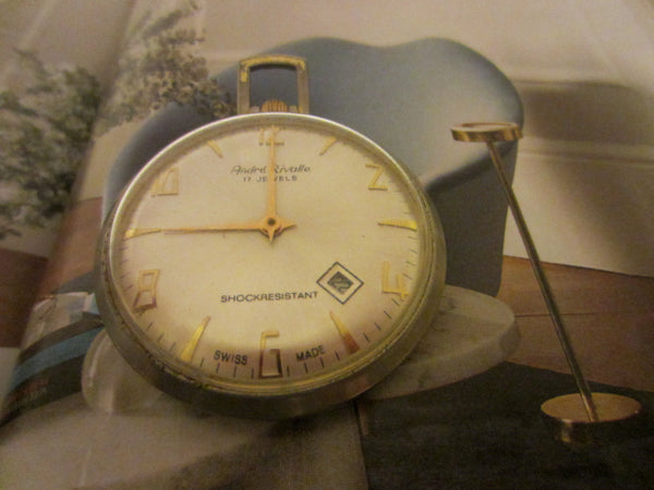 Andre Rivalle Mid Century Hand Winding Swiss Pocket Watch - Designer Unique Finds 
 - 1