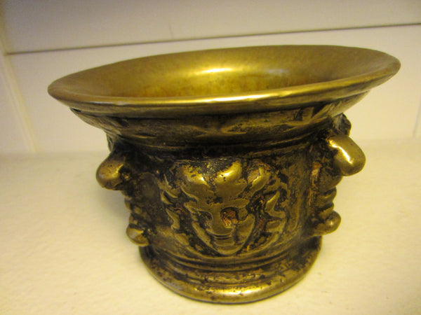 Etruscan Brass Medicine Bowl Lion Medallions Stars - Designer Unique Finds 