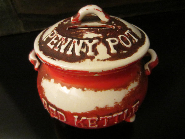 Ceramic Bank Red Kettle Penny Pot By Lego Japan - Designer Unique Finds 
 - 1