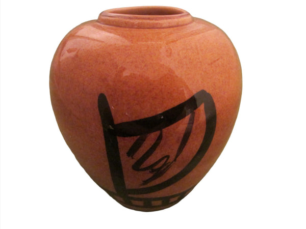 Hawaii By Elo Ceramic Vase Double Canoe Mustard Black Signed Pottery - Designer Unique Finds 