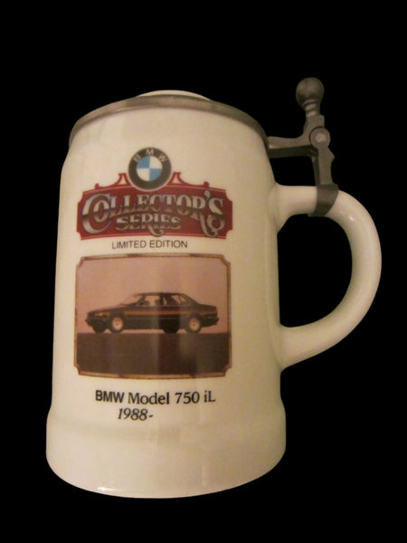 BMW Collectors Series Ceramic Beer Stein Pewter Lid Limited Edition - Designer Unique Finds 