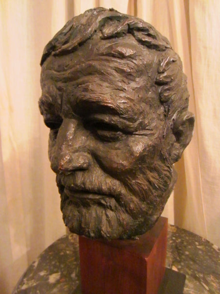 Thomas Holland Sculpture Composite Hemingway Portrait Bust Mahogany Stand - Designer Unique Finds 
 - 3