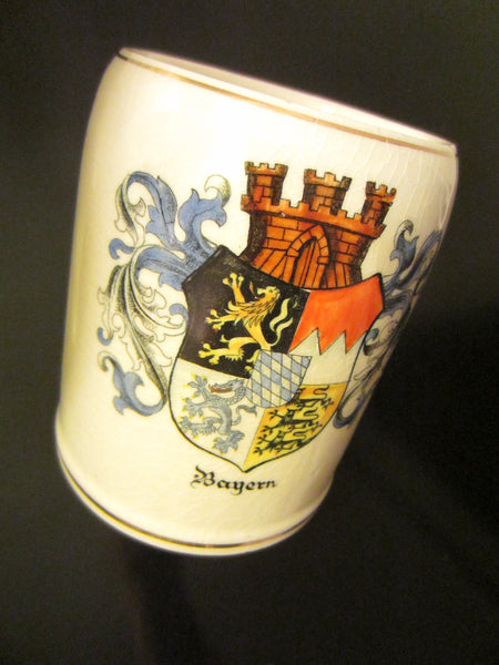 A Wilhelm Germany Bayern Region Coat Of Arm Ceramic Stein - Designer Unique Finds 