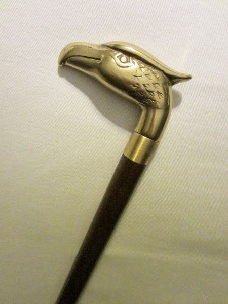 Bald Eagle Brass Head Handle Cane Mid Century Wood Walking Stick - Designer Unique Finds 
 - 5
