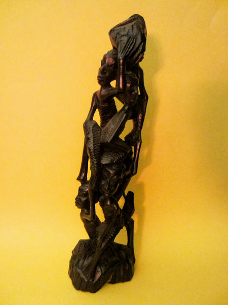 African Ebony Tree of Life Statue Folk Art Tribal Figurative Carving