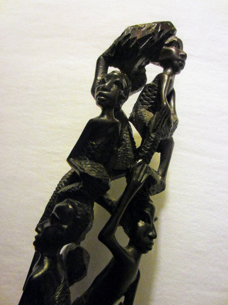 African Ebony Tree of Life Statue Folk Art Tribal Figurative Carving