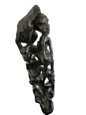 African Ebony Tree of Life Statue Folk Art Tribal Figurative Carving