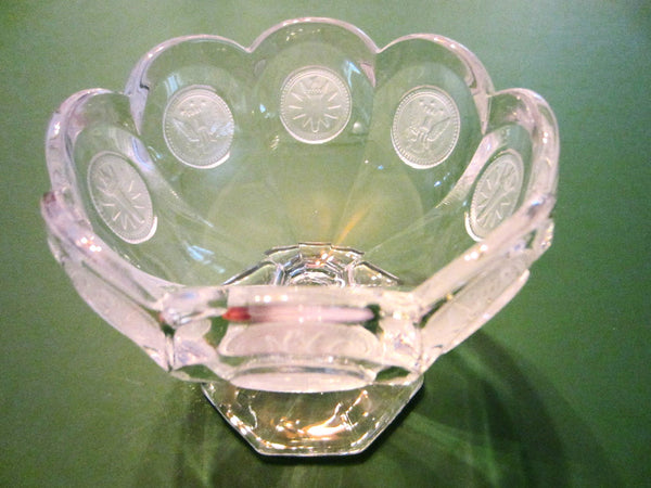 Fostoria Jelly Stem Glass Compote Bowl Frost Coins - Designer Unique Finds 
 - 1