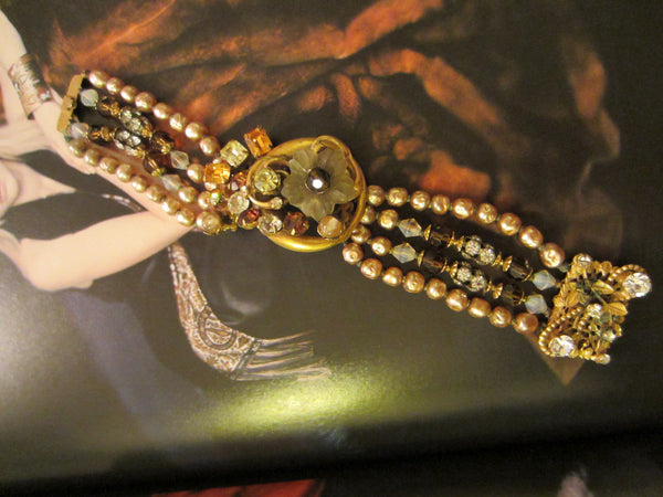 Miriam Haskell Bracelet Champagne Pearls - Designer Unique Finds 
 - 1
