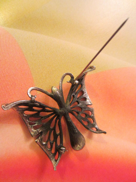 Tortolani Pewter Italian Butterfly Brooch - Designer Unique Finds 
 - 2