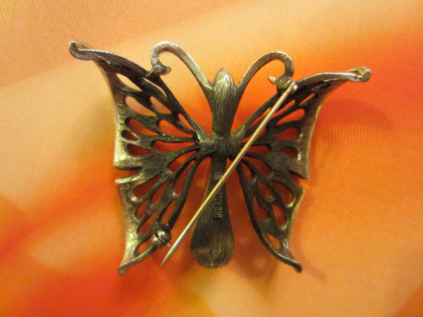 Tortolani Pewter Italian Butterfly Brooch - Designer Unique Finds 
 - 5