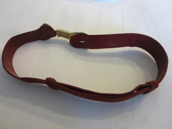 Judith Leiber For Bonwit Teller Red Leather Golden Bow Suede Belt - Designer Unique Finds 