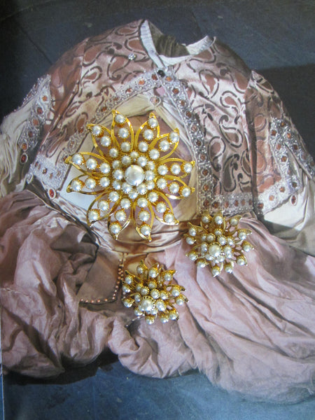 Judy Lee Starburst Brooch Clip On Earrings Signed Decorated Pearls - Designer Unique Finds 
 - 7