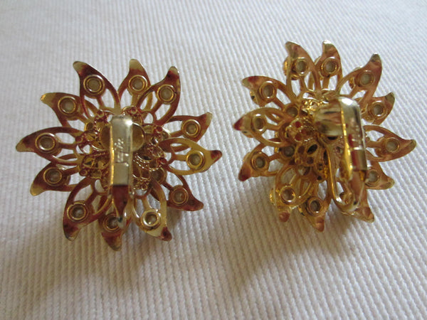 Judy Lee Starburst Brooch Clip On Earrings Signed Decorated Pearls - Designer Unique Finds 
 - 6