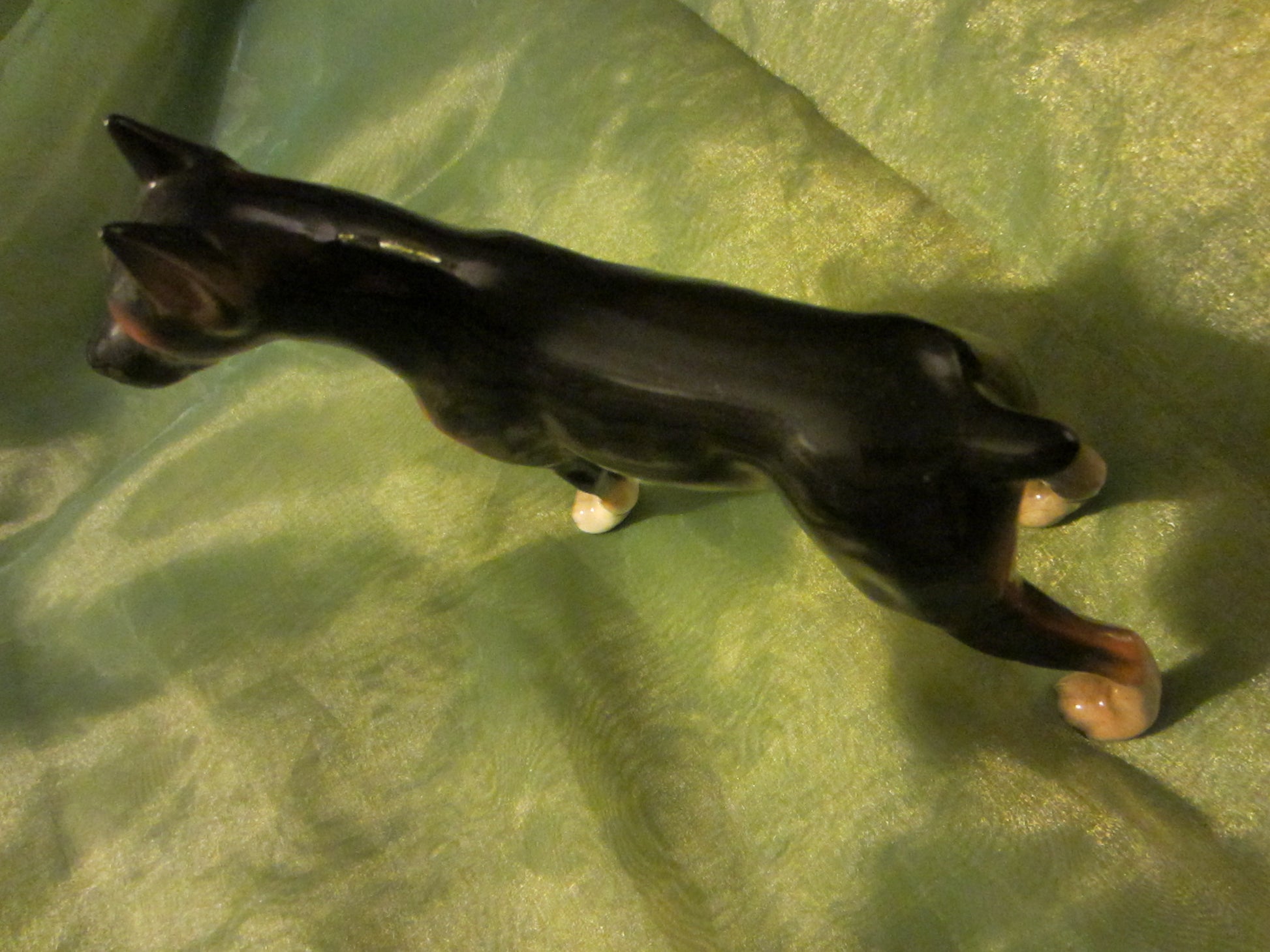 Folk Art Ceramic Doberman Statue Hand Painted Numbered - Designer Unique Finds 