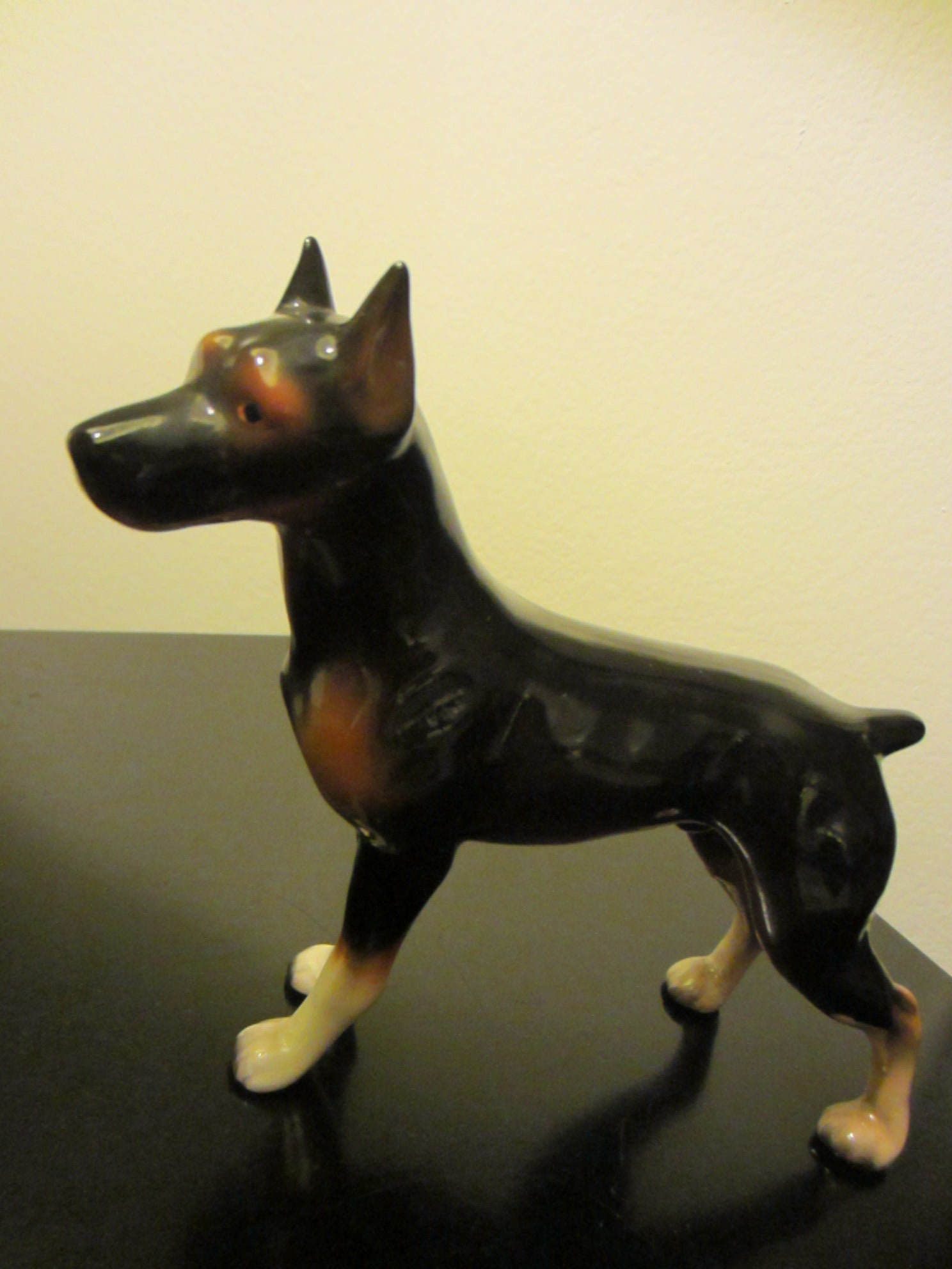 Folk Art Ceramic Dog Figure With Number - Designer Unique Finds 