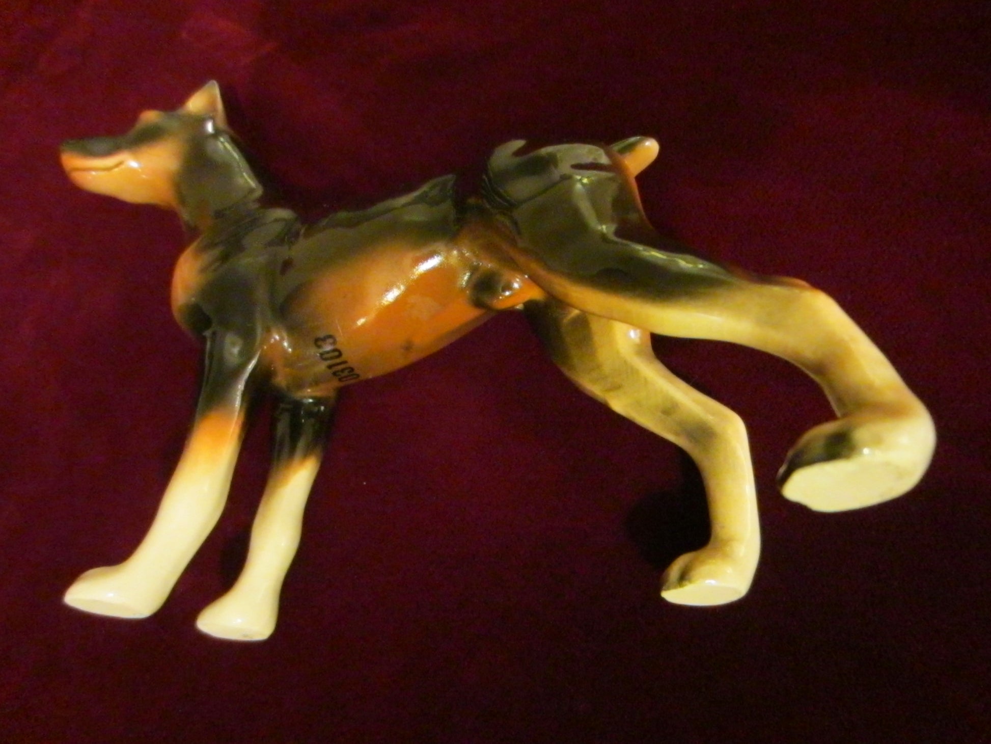 Folk Art Ceramic Dog Figure With Number - Designer Unique Finds 