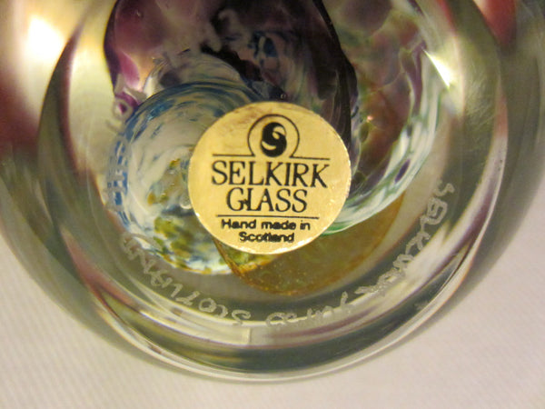 Selkirk Studio Glass Paperweight Hand Made in Scotland Signed - Designer Unique Finds 