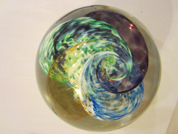 Selkirk Studio Glass Paperweight Hand Made in Scotland Signed - Designer Unique Finds 