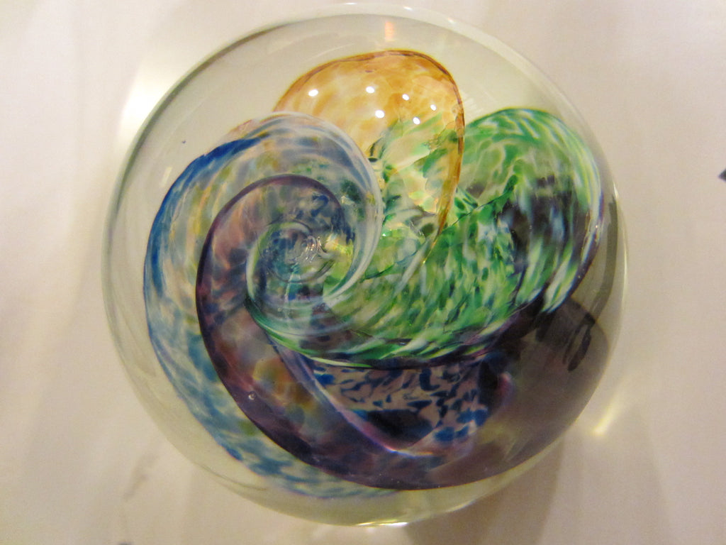 Selkirk Studio Glass Paperweight Hand Made in Scotland Signed - Designer Unique Finds 