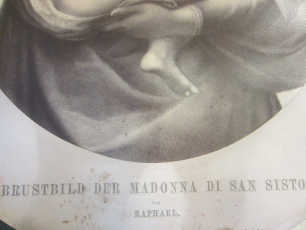 Antique Mahogany Oval Frame Madonna Child Portrait Raphael Dreseden Provenance - Designer Unique Finds 