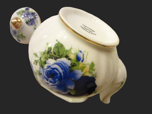 Fine Porcelain Fielder Keepsakes Blue Rose Teapot - Designer Unique Finds 