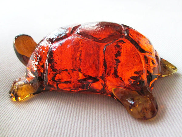Amber Turtle Glass Paperweight - Designer Unique Finds 