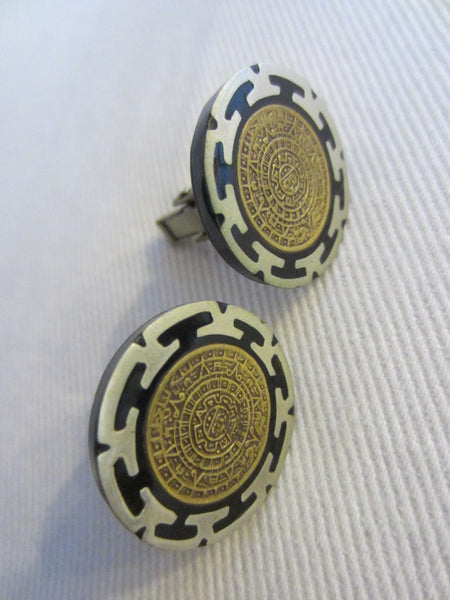 Minoan Phaistos Greek Revival Masonic Silver Cuff Links Hallmarked - Designer Unique Finds 