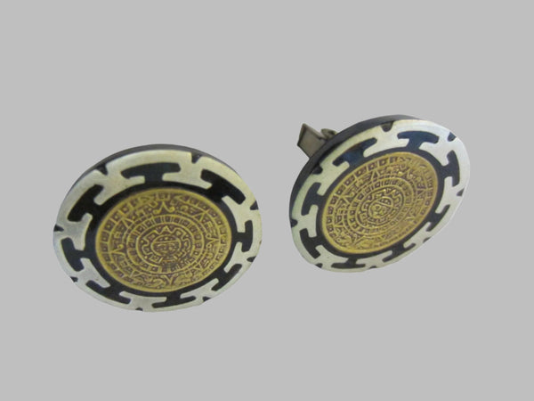 Minoan Phaistos Greek Revival Masonic Silver Cuff Links Hallmarked - Designer Unique Finds 