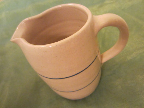 Sr Potter Blue Ring Ceramic Cream Pitcher By Marshall Pottery Texas - Designer Unique Finds 