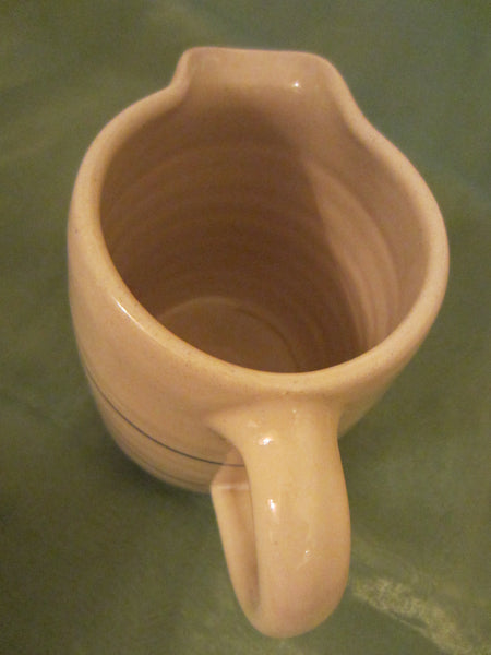 Sr Potter Blue Ring Ceramic Cream Pitcher By Marshall Pottery Texas - Designer Unique Finds 