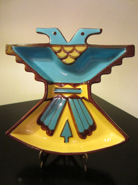 Sims Mid Century Ceramic Native American Thunderbird Pin Dish - Designer Unique Finds 