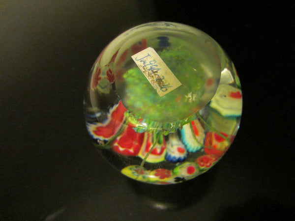 Blooming Millefiori Infused Glass Paperweight