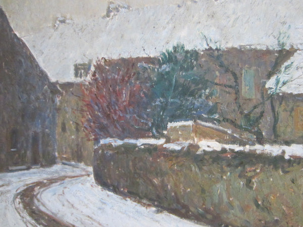 Fernand Alexis Lambert Winter Impressionist Oil On Canvas Medaille Anteiurement