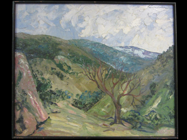 Carl Lewis Pappe Mod Landscape Oil On Panel - Designer Unique Finds 