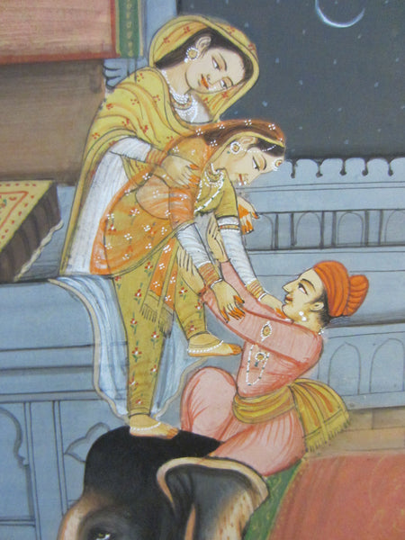 Soof India Wedding Miniature Gouache Painting Applied Gold - Designer Unique Finds 